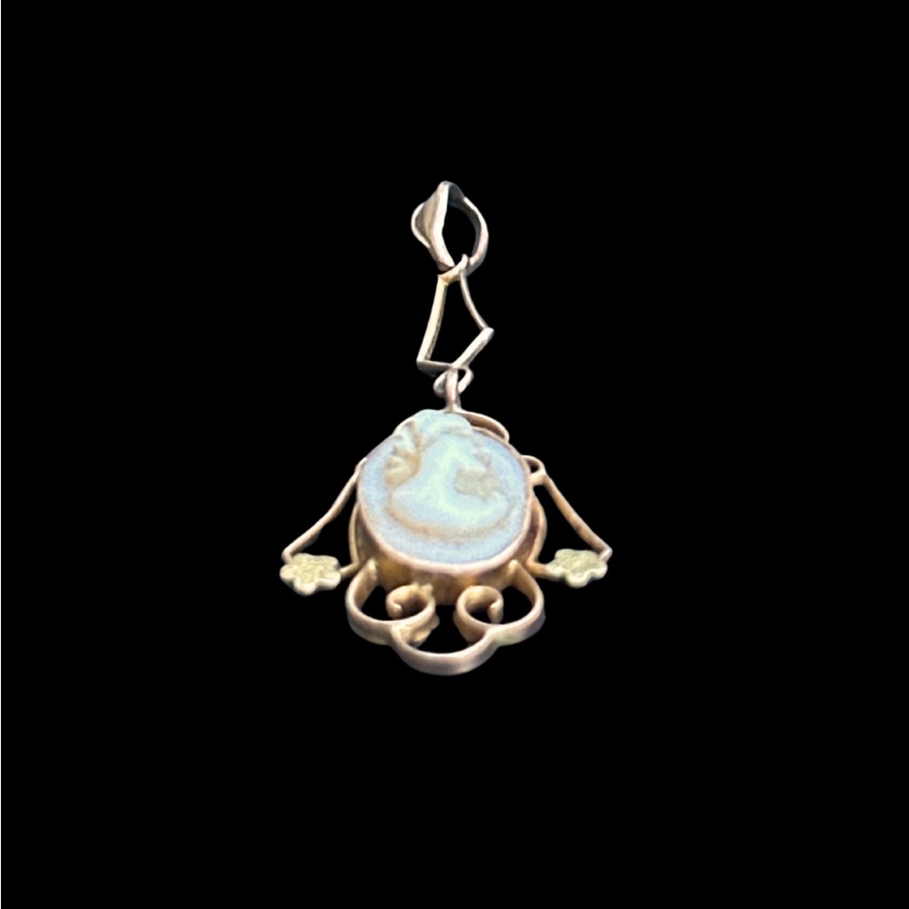 10k Solid Gold Antique Victorian Cameo Lavalier Pendant - Picture 5 of 5